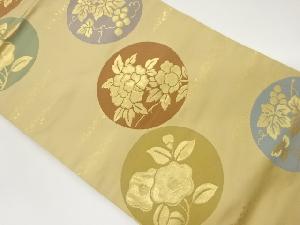 草花に唐草模様織出し名古屋帯